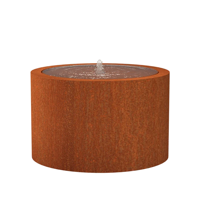 Table d'eau rond en acier corten 120 x 75CM - Avec 1 fontaine + LED
