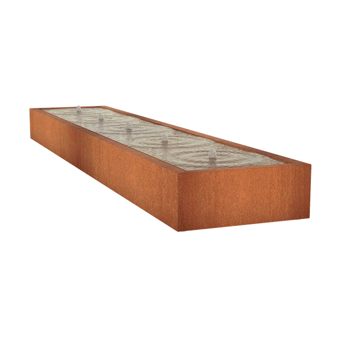 Table d'eau en acier corten 500 x 100 x 40CM - Avec 5 fontaines + LED
