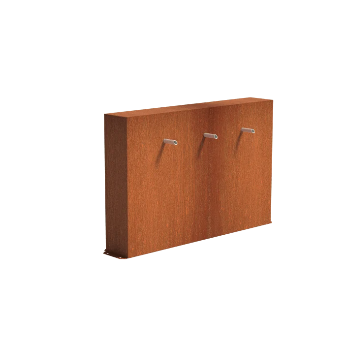 Mur avec 3 jets d'eau en acier corten (avec pompe) - 150 x 100 x 25CM