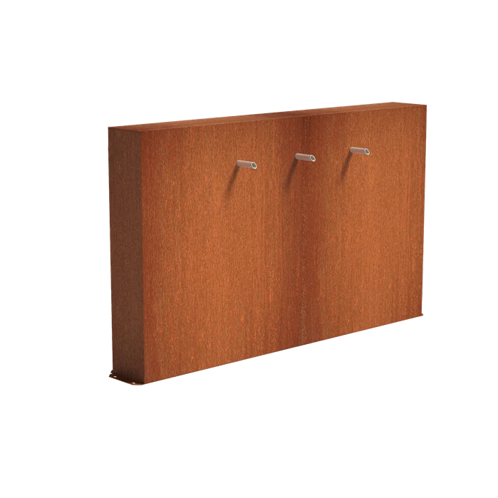 Mur avec 3 jets d'eau en acier corten (avec pompe) - 200 x 120 x 25CM