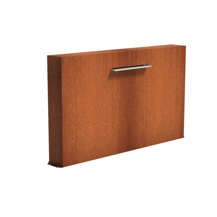 Mur avec lame d'eau 60CM en acier corten (avec pompe) - 200 x 120 x 25CM