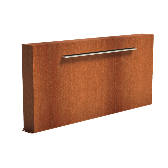 Mur avec lame d'eau 150CM en acier corten (avec pompe) - 250 x 120 x 25CM