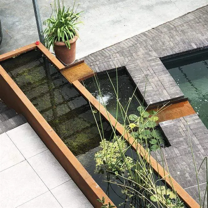 Bassin en acier corten 600 x 100 x 40CM - 2000L