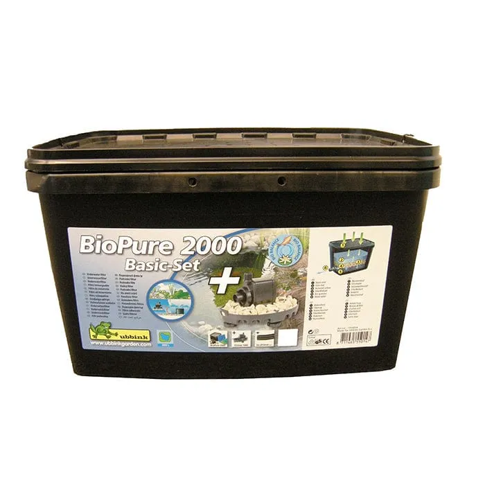 BIOPURE 2000 BasicSet - Elimax 1000, tuyau 3m, tubulure de sortis 13/25mm, mousse filtrante bleue 1x, sachets de filtration 2x, couvercle perforé