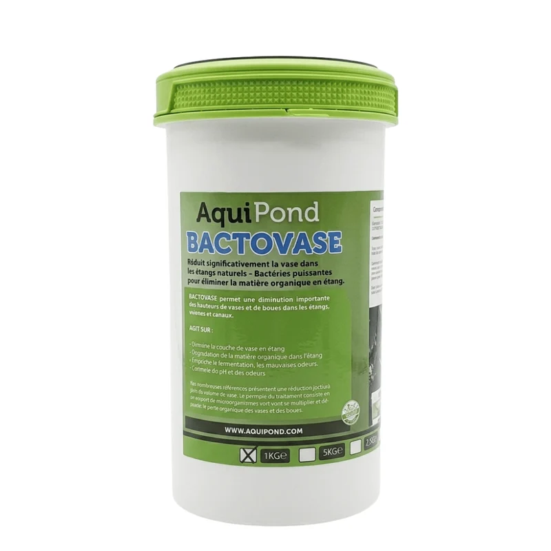 Aquipond Bactovase - 1Kg - Bactéries pour réduire la vase en étang naturel - Traite jusqu'à 10M²