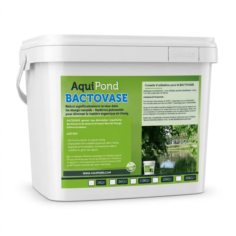 Aquipond Bactovase - 5Kg - Bactéries pour réduire la vase en étang naturel - Traite jusqu'à 50M²