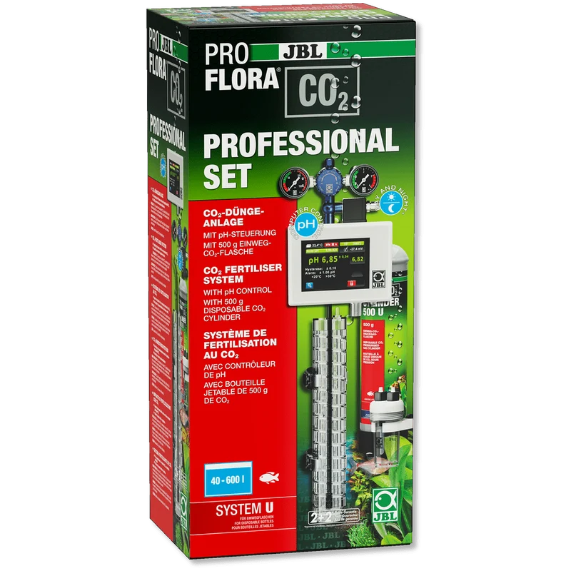 JBL PROFLORA CO2 PROFESSIONAL SET U Système de fertilisation au CO2 professionnel, avec pilotage automatique du CO2 et du pH et avec bouteille à usage unique.