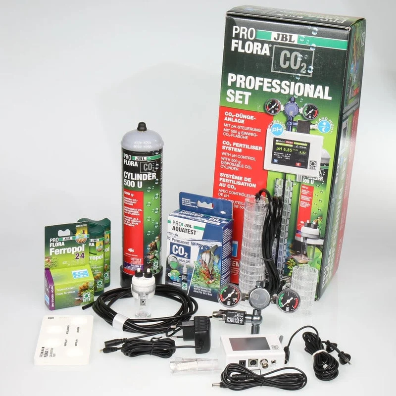 JBL PROFLORA CO2 PROFESSIONAL SET U Système de fertilisation au CO2 professionnel, avec pilotage automatique du CO2 et du pH et avec bouteille à usage unique.