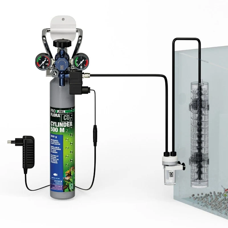 JBL PROFLORA CO2 ADVANCED SET M Kit complet de fertilisation au CO2, avec 2 manomètres, coupure nocturne et bouteille rechargeable pour des plantes d’aquarium vigoureuses et belles.
