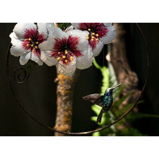 Cercle Colibri hibiscus - Animal décoratif en métal recyclé