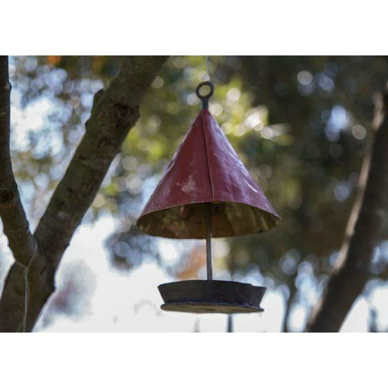 Mangeoire à suspendre rouge sans oiseau - Accessoire décoratif pour oiseaux