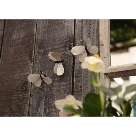 Papillon blanc à fixer - Insecte décoratif en métal recyclé