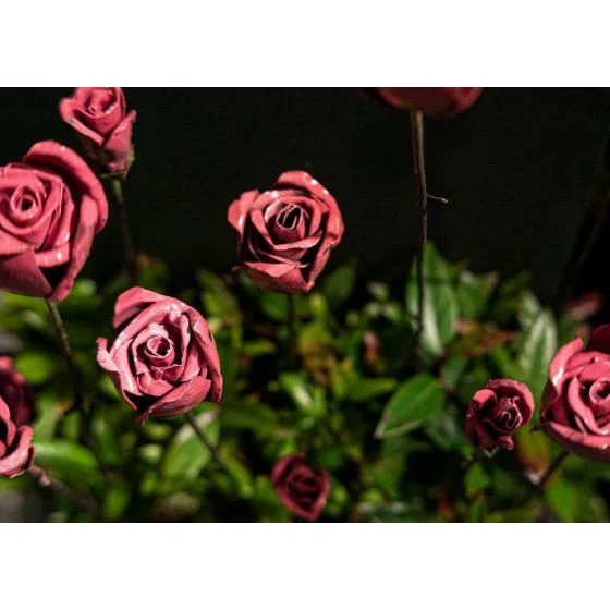 Rose & son bouton - Végétal décoratif en métal recyclé
