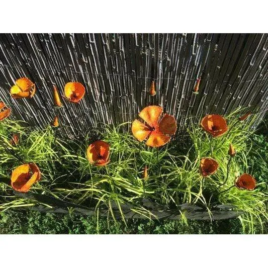 Pavot de Californie orange & capsule - Végétal décoratif en métal recyclé