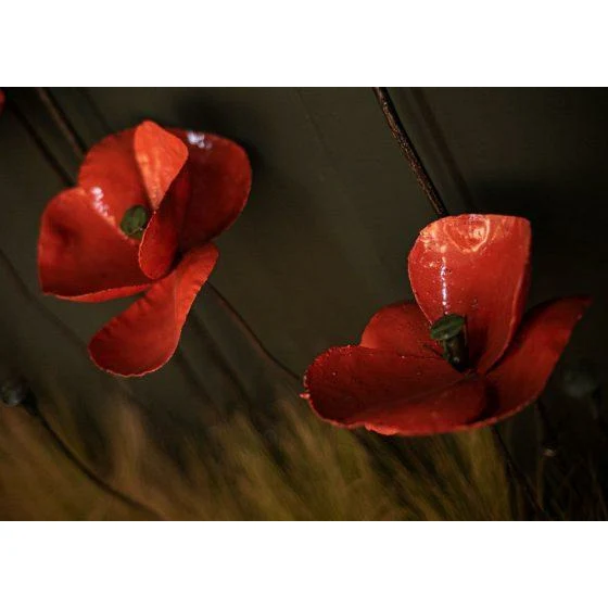 Coquelicot & bouton Moyen - Végétal décoratif en métal recyclé