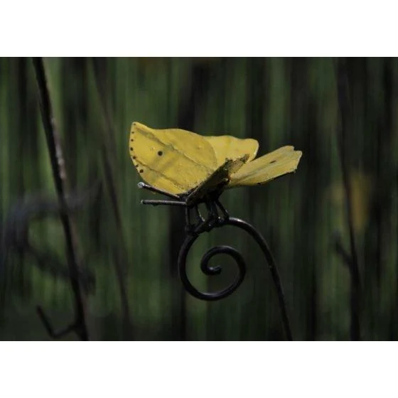 Tuteur Papillon Jaune - Oiseau décoratif en métal recyclé