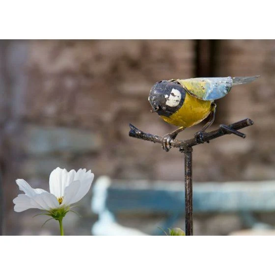 Tuteur Mésange - Oiseau décoratif en métal recyclé