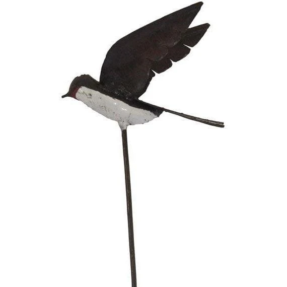 Tuteur hirondelle ailes ouvertes - Oiseau décoratif en métal recyclé