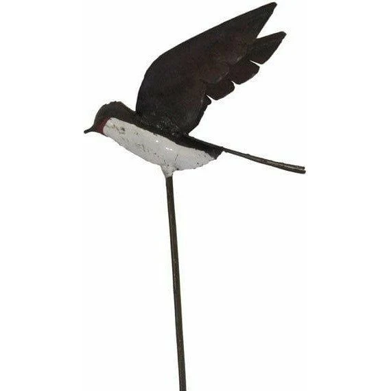 Tuteur hirondelle ailes ouvertes - Oiseau décoratif en métal recyclé
