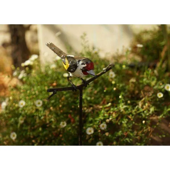 Tuteur Chardonneret élégant - Oiseau décoratif en métal recyclé