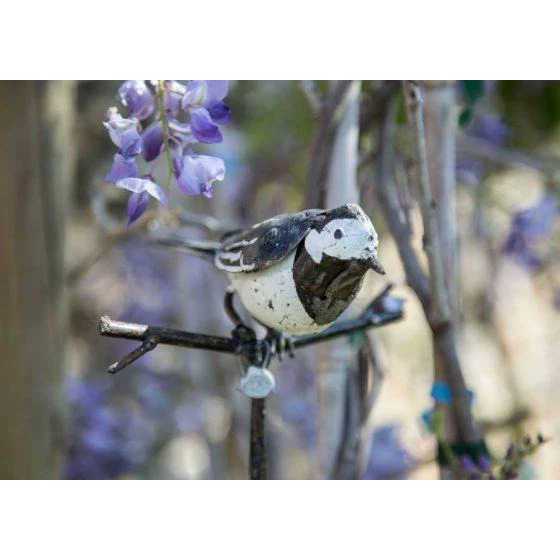 Tuteur Bergeronnette - Oiseau décoratif en métal recyclé
