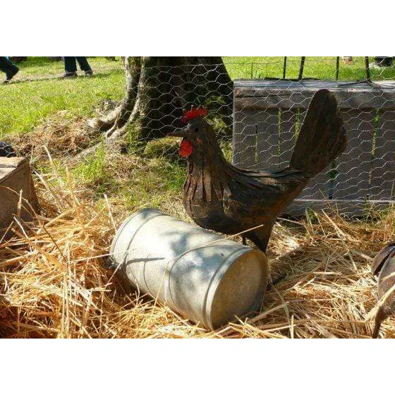 Poule rouille - Oiseau décoratif en métal recyclé