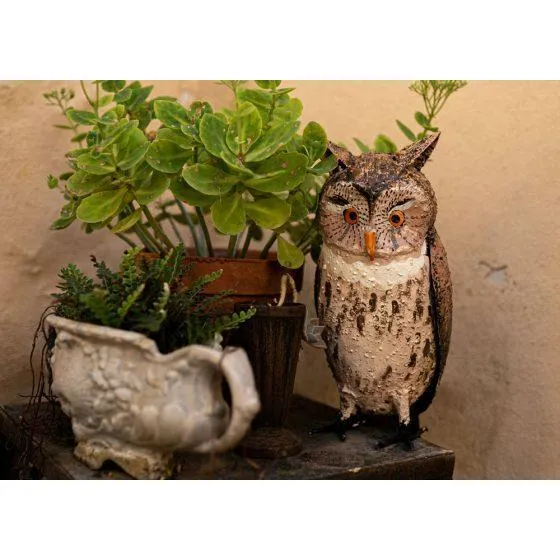Moyen duc - Oiseau décoratif en métal recyclé