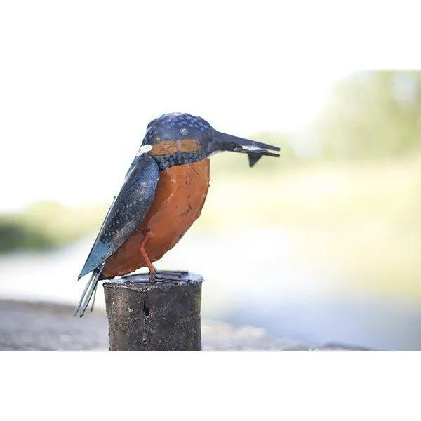Martin pêcheur - Oiseau décoratif en métal recyclé