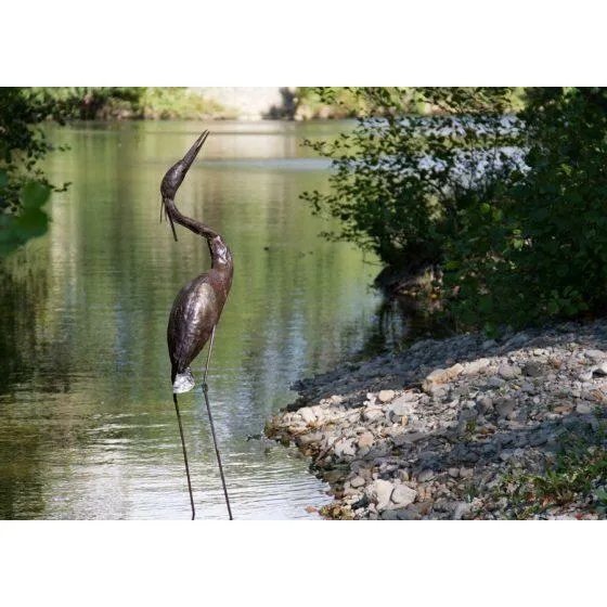 Héron GM - Oiseau décoratif en métal recyclé