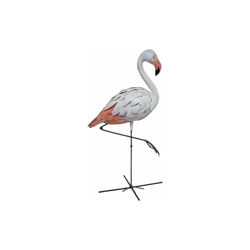Flamant girouette - Oiseau décoratif en métal recyclé