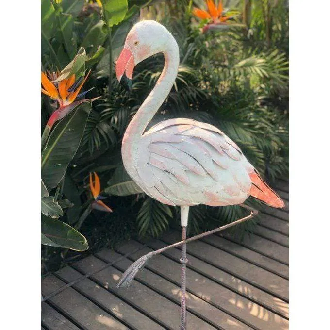 Flamant girouette - Oiseau décoratif en métal recyclé
