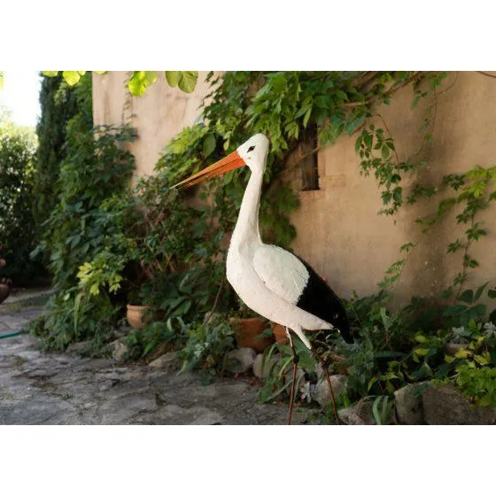 Cigogne - Oiseau décoratif en métal recyclé