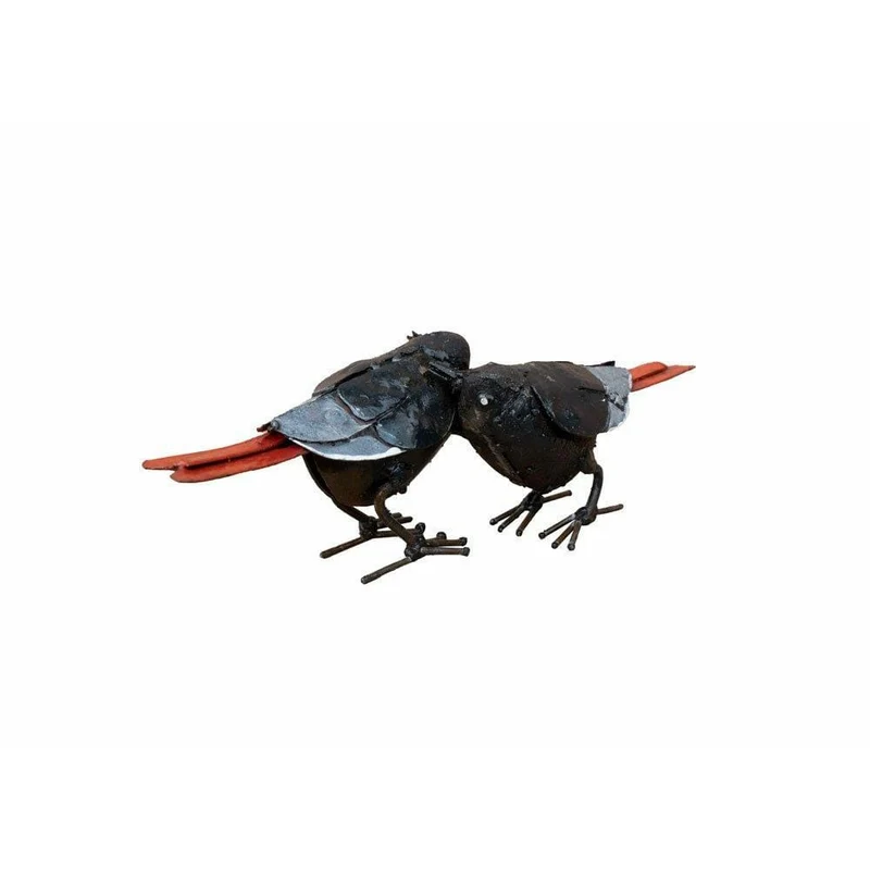 Rouge queue – Couple - Oiseau décoratif en métal recyclé