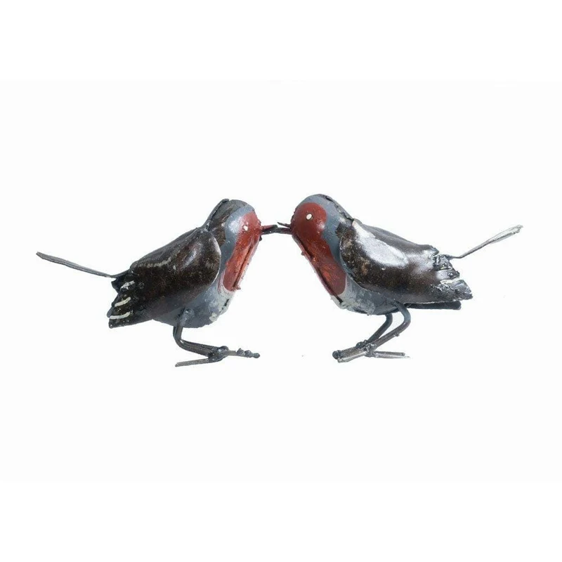 Rouge gorge – Couple - Oiseau décoratif en métal recyclé