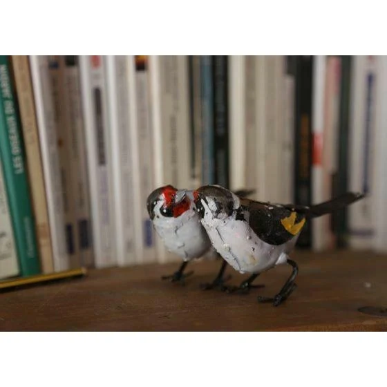 Chardonneret élégant – Couple - Oiseau décoratif en métal recyclé