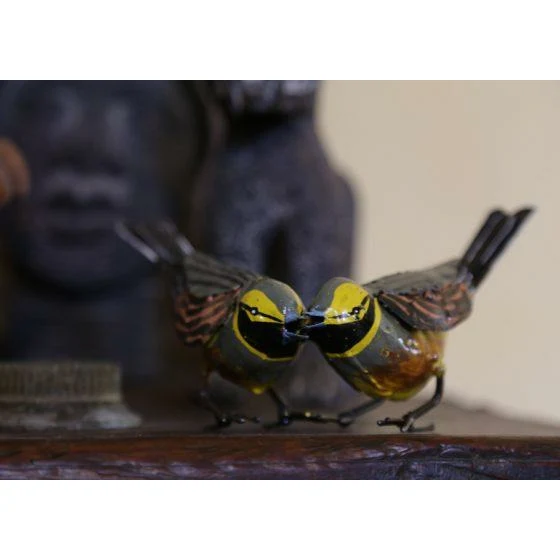 Bruant zizi – Couple - Oiseau décoratif en métal recyclé
