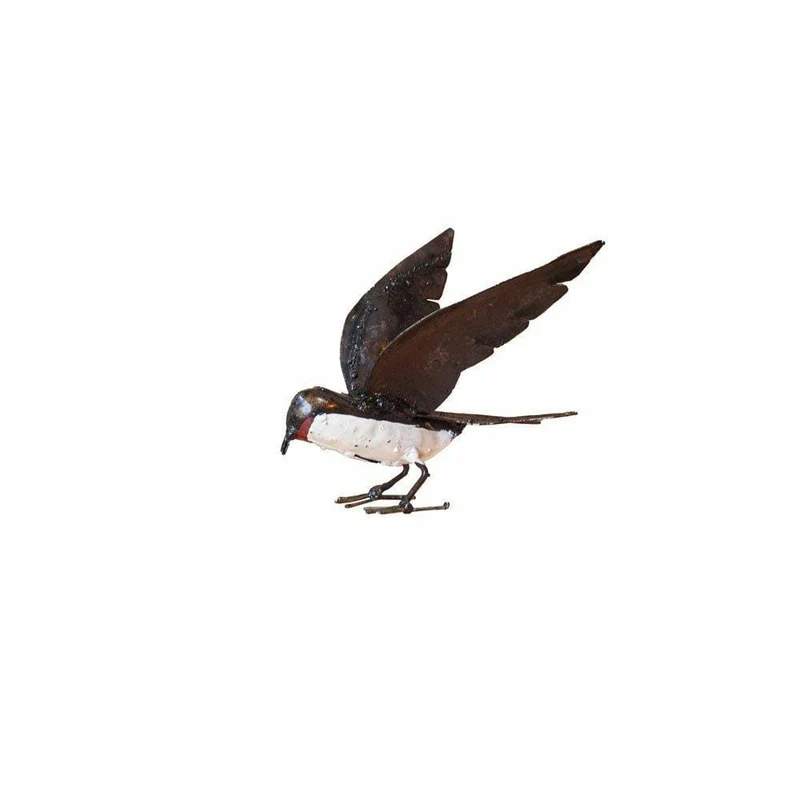 Hirondelle ailes ouvertes - Oiseau décoratif en métal recyclé
