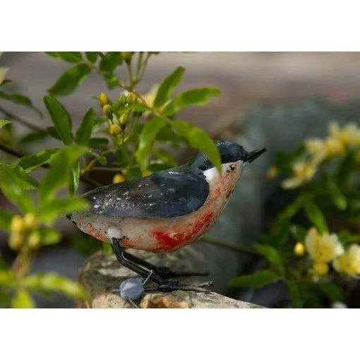 Sitelle torchepot - Oiseau décoratif en métal recyclé