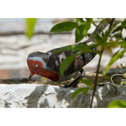 Rouge gorge - Oiseau décoratif en métal recyclé