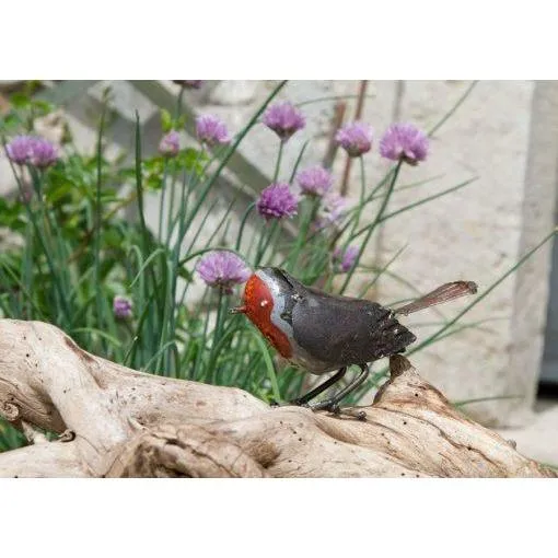 Rouge gorge - Oiseau décoratif en métal recyclé