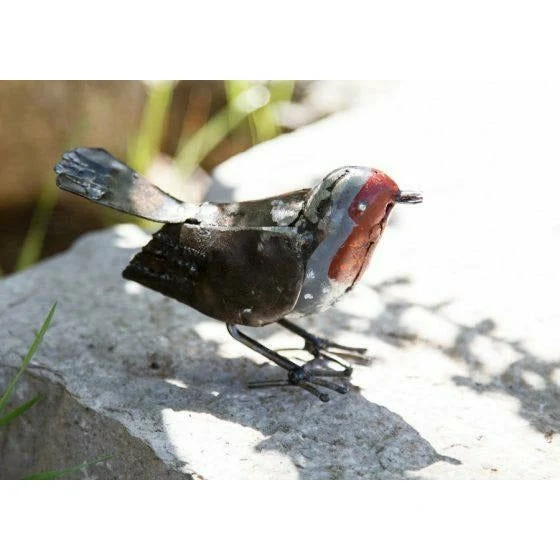 Rouge gorge - Oiseau décoratif en métal recyclé