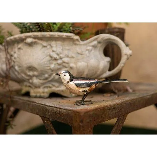 Mésange à longue queue - Oiseau décoratif en métal recyclé