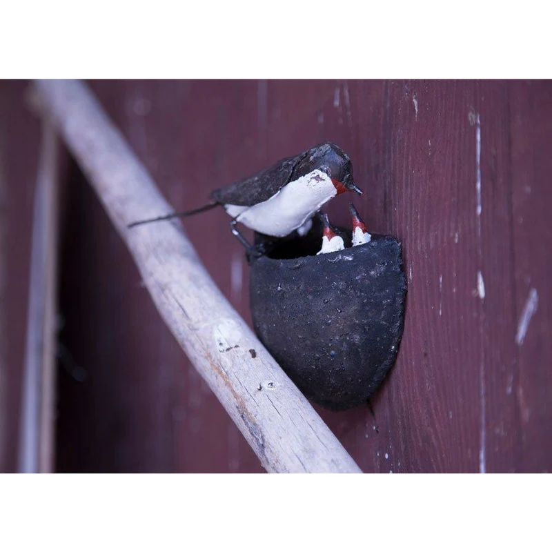 Nid hirondelle - Oiseau décoratif en métal recyclé