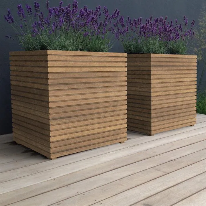 Jardinière en bois exotique - Malaga Rhombus 2m x 0.5m x 0.60m
