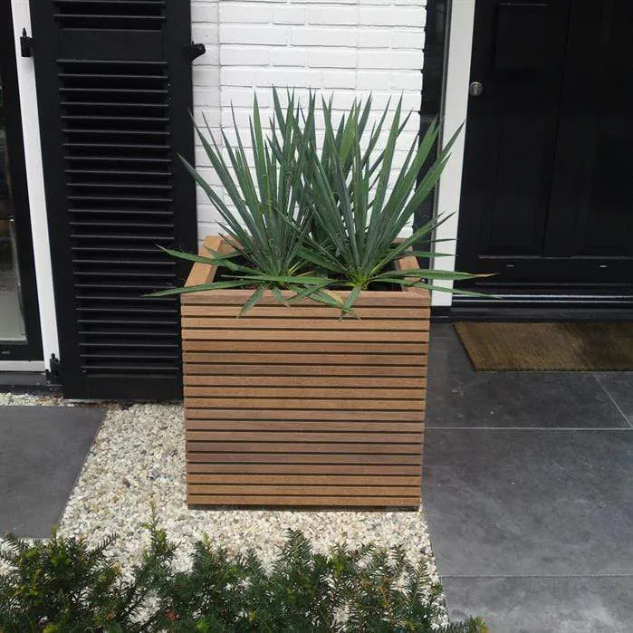 Jardinière en bois exotique - Malaga Rhombus 1m x 1m x 0.74m