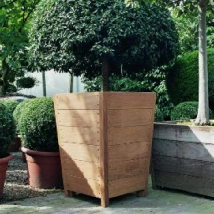 Jardinière en bois exotique - Sevilla Effilé 0.55m x 0.55m x 0.71m