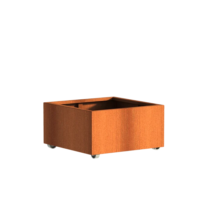 Jardinière en corten - Andes sur roulettes 0.8m x 0.8m x 0.4m