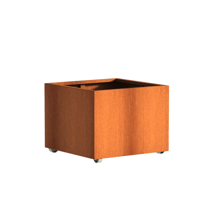 Jardinière en corten - Andes sur roulettes 0.8m x 0.8m x 0.6m
