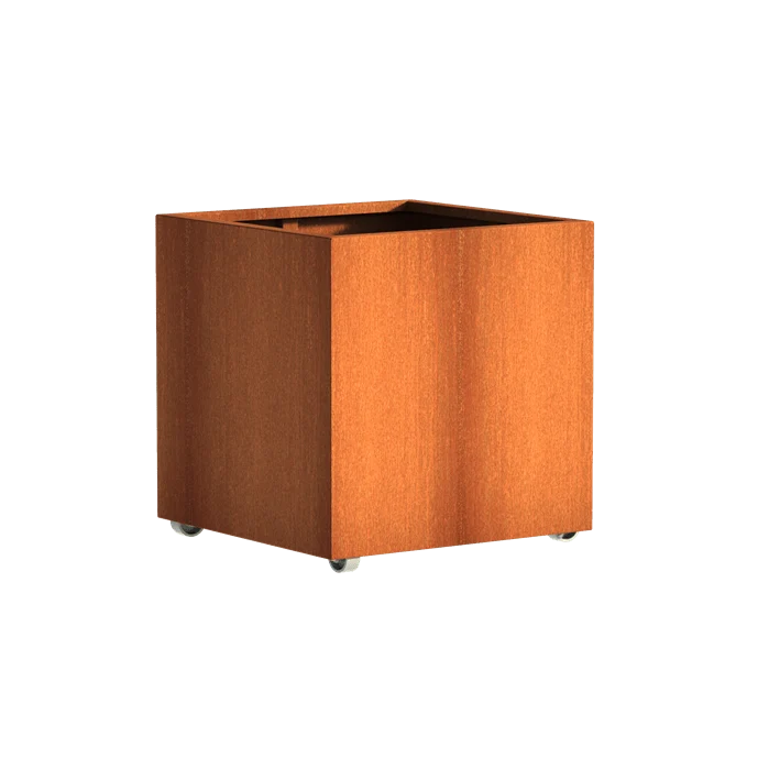 Jardinière en corten - Andes sur roulettes 0.8m x 0.8m x 0.8m