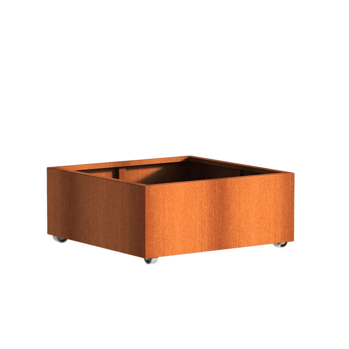 Jardinière en corten - Andes sur roulettes 1m x 1m x 0.4m